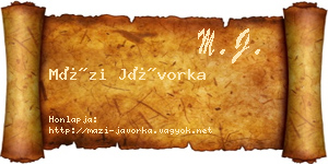 Mázi Jávorka névjegykártya